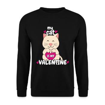 Love Cats Kawaii Lover Hearts Day Valentines - Unisex Pullover - Schwarz - Vorne - Alina (178cm) & Michal (187cm)