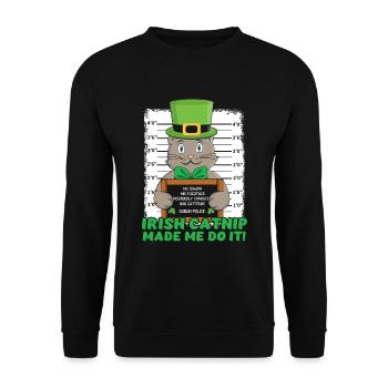 Chat irlandais drôle en colère Bonne fête de la Saint-Patrick - Sweat-shirt Unisexe - noir - Devant - Alina (178cm) & Michal (187cm)