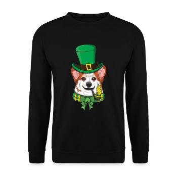 Cute Corgi Irish Happy Saint Patrick Day - Unisex Sweatshirt - black - Front - Alina (178cm) & Michal (187cm)