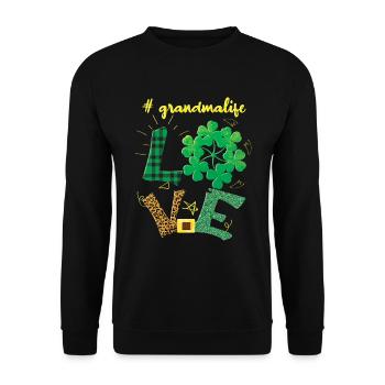 Amour Grand-mère Trèfle Saint Patrick Jour - Sweat-shirt Unisexe - noir - Devant - Alina (178cm) & Michal (187cm)