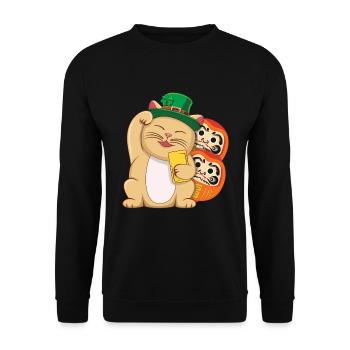 Lucky Luck Cat Happy Saint Patrick Day - Sweat-shirt Unisexe - noir - Devant - Alina (178cm) & Michal (187cm)
