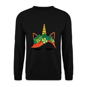 Licorne Enfants Kawaii Bonne Saint-Patrick - Sweat-shirt Unisexe - noir - Devant - Alina (178cm) & Michal (187cm)
