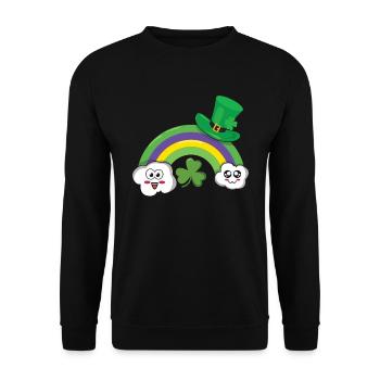 Kawaii Clouds Rainbow Happy Saint Patrick Day - Unisex Sweatshirt - black - Front - Alina (178cm) & Michal (187cm)