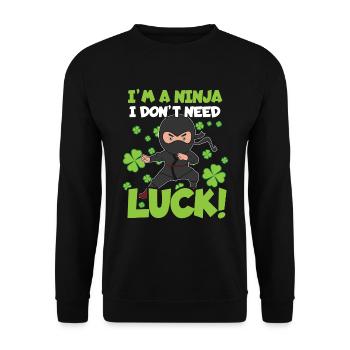 Ninja Luck Kid Japon Trèfle Saint Patrick Jour - Sweat-shirt Unisexe - noir - Devant - Alina (178cm) & Michal (187cm)