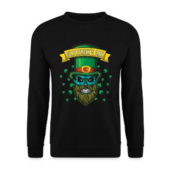 Knochenbärtiges irisches Kleeblatt Saint Patrick Tag - Unisex Pullover - Schwarz - Vorne - Alina (178cm) & Michal (187cm)