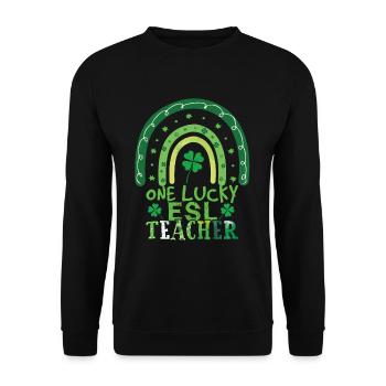 Rainbow Saint Patrick Day Clover Lucky Teacher - Sweat-shirt Unisexe - noir - Devant - Alina (178cm) & Michal (187cm)