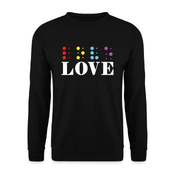 Love Braille Alphabet Braille Language Letters - Unisex Pullover - Schwarz - Vorne - Alina (178cm) & Michal (187cm)