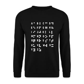 Buchstaben-Braille-Sprache Braille-Alphabet - Unisex Pullover - Schwarz - Vorne - Alina (178cm) & Michal (187cm)