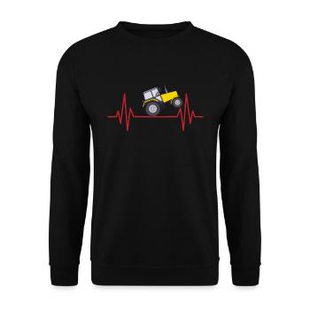 Beat Heart Pulse Traktor LKW Ranch Farm Farmer - Unisex Pullover - Schwarz - Vorne - Alina (178cm) & Michal (187cm)