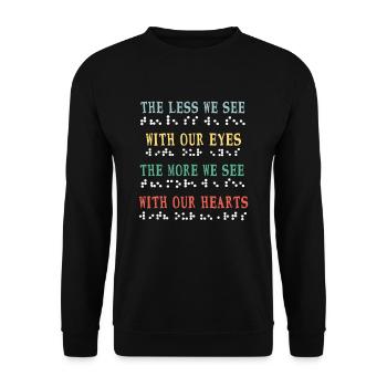 Less See Eyes More Heart Vintage Braille Alphabet - Unisex Sweatshirt - black - Front - Alina (178cm) & Michal (187cm)