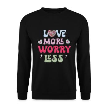 Aimer plus de soucis moins de valentins rétro - Sweat-shirt Unisexe - noir - Devant - Alina (178cm) & Michal (187cm)