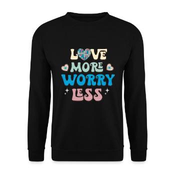 Aimer plus de soucis moins de valentins rétro - Sweat-shirt Unisexe - noir - Devant - Alina (178cm) & Michal (187cm)