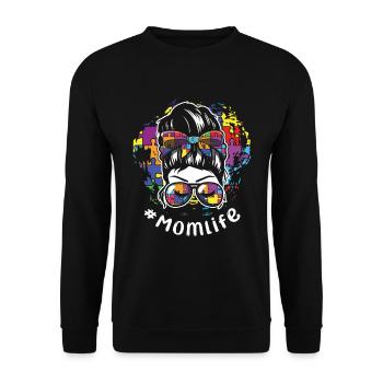 Mama Mama Puzzle Autismus Bewusstsein - Unisex Pullover - Schwarz - Vorne - Alina (178cm) & Michal (187cm)