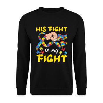 His Fight My Fight Blue Puzzle Autism Awareness - Unisex Sweatshirt - black - Front - Alina (178cm) & Michal (187cm)