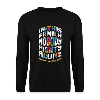 Family Nobody Alone April Puzzle Autism Awareness - Unisex Sweatshirt - black - Front - Alina (178cm) & Michal (187cm)