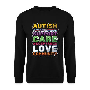 Support Care Love Colorful Puzzle Autism Awareness - Unisex Sweatshirt - black - Front - Alina (178cm) & Michal (187cm)
