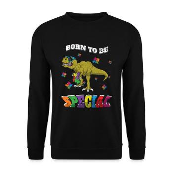 Dinosaurier geboren Spezielles Puzzle Autismus Bewusstsein - Unisex Pullover - Schwarz - Vorne - Alina (178cm) & Michal (187cm)