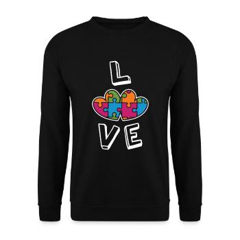 Liebe Puzzle Bunte April Autismus Bewusstsein - Unisex Pullover - Schwarz - Vorne - Alina (178cm) & Michal (187cm)