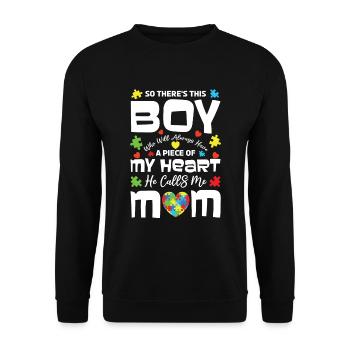 Heart Boy nennt mich Mama Puzzle Autismus Bewusstsein - Unisex Pullover - Schwarz - Vorne - Alina (178cm) & Michal (187cm)