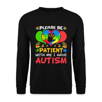 Patient Puzzle Herz haben Autismus Bewusstsein - Unisex Pullover - Schwarz - Vorne - Alina (178cm) & Michal (187cm)