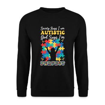 Dieu parfait dit puzzle de sensibilisation à l’autisme - Sweat-shirt Unisexe - noir - Devant - Alina (178cm) & Michal (187cm)