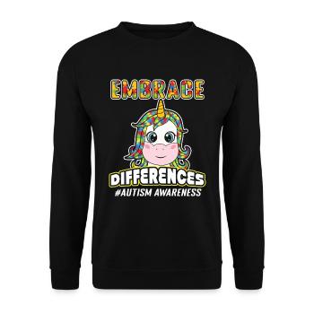 Licorne Puzzle Coloré Sensibilisation à l’autisme - Sweat-shirt Unisexe - noir - Devant - Alina (178cm) & Michal (187cm)