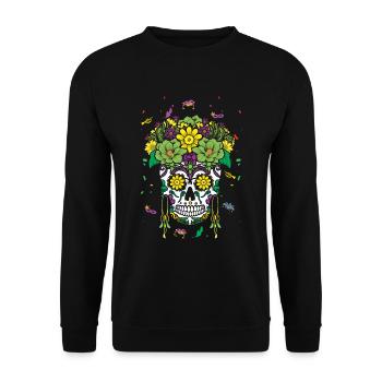 Flower Sugar Bone Muertos Halloween Mardi Gras - Unisex Sweatshirt - black - Front - Alina (178cm) & Michal (187cm)