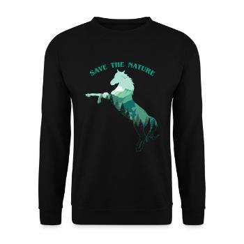 Horse Save Nature Planet Oceans Day Earth Day - Unisex Pullover - Schwarz - Vorne - Alina (178cm) & Michal (187cm)