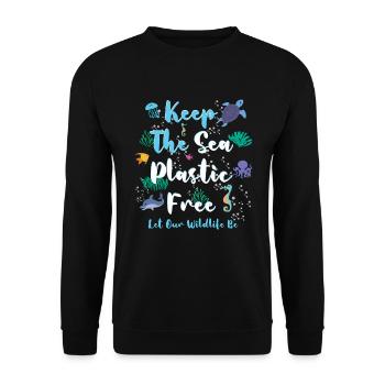 Fische retten Meere retten Natur Ozeane Tag der Erde - Unisex Pullover - Schwarz - Vorne - Alina (178cm) & Michal (187cm)