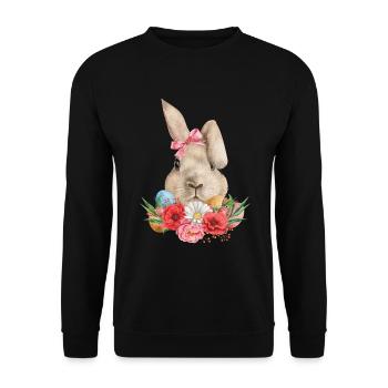 Easter Flowers and Eggs - Unisex Sweatshirt - black - Front - Alina (178cm) & Michal (187cm)