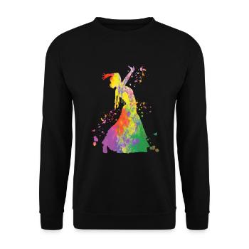 Flamenco Frau Mit Flamencokleid - Unisex Pullover - Schwarz - Vorne - Alina (178cm) & Michal (187cm)