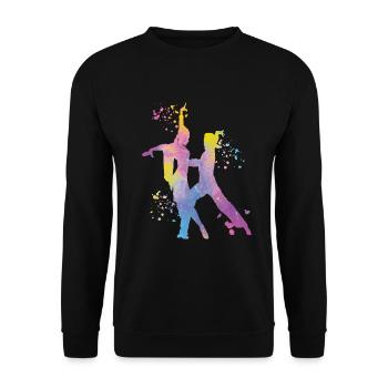 Latin Dancing Couple Watercolor Dancer - Unisex Sweatshirt - black - Front - Alina (178cm) & Michal (187cm)