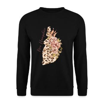 New Hampshire Leopard Pattern Map Leo - Unisex Sweatshirt - black - Front - Alina (178cm) & Michal (187cm)