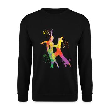 Latin Dancing Couple Watercolor Dancer - Unisex Sweatshirt - black - Front - Alina (178cm) & Michal (187cm)
