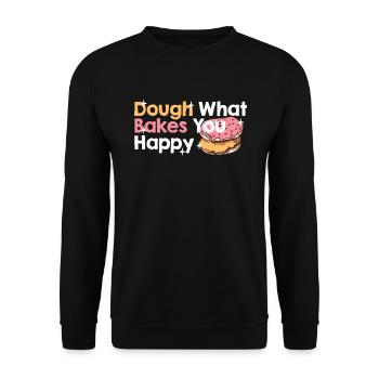 Dough What Bakes You Happy Bäckerei - Unisex Pullover - Schwarz - Vorne - Alina (178cm) & Michal (187cm)