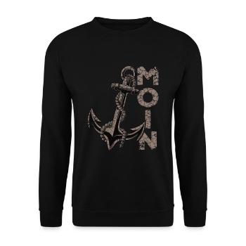 Moin Anker Ostfriesland Ostfriese - Unisex Pullover - Schwarz - Vorne - Alina (178cm) & Michal (187cm)
