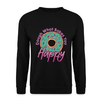 Dough What Bakes You Happy Bäckerei - Unisex Pullover - Schwarz - Vorne - Alina (178cm) & Michal (187cm)