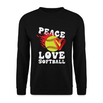 Mädchen Frieden Liebe Softball - Unisex Pullover - Schwarz - Vorne - Alina (178cm) & Michal (187cm)