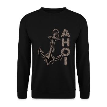 Ahoi Anker Heimat Ostfriesland Ostfriese - Unisex Pullover - Schwarz - Vorne - Alina (178cm) & Michal (187cm)