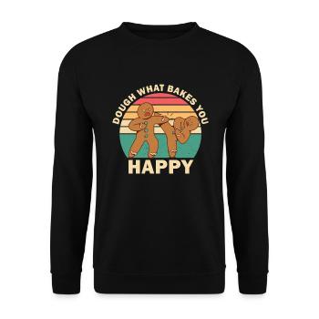 Dough What Bakes You Happy Bäckerei - Unisex Pullover - Schwarz - Vorne - Alina (178cm) & Michal (187cm)