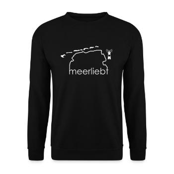 Meerliebt Ostfriesland Ostriesische Inseln - Unisex Pullover - Schwarz - Vorne - Alina (178cm) & Michal (187cm)