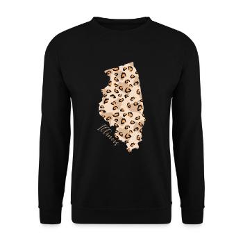 Illinois Leopard-muster Karte Leo State - Unisex Pullover - Schwarz - Vorne - Alina (178cm) & Michal (187cm)