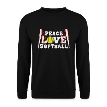 Mädchen Frieden Liebe Softball - Unisex Pullover - Schwarz - Vorne - Alina (178cm) & Michal (187cm)