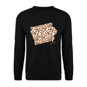 Carte de motif léopard Leo État de l’Iowa - Sweat-shirt Unisexe - noir - Devant - Alina (178cm) & Michal (187cm)