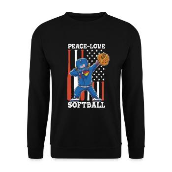 Mädchen Frieden Liebe Softball - Unisex Pullover - Schwarz - Vorne - Alina (178cm) & Michal (187cm)