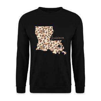 Carte de motif léopard de Louisiane - Sweat-shirt Unisexe - noir - Devant - Alina (178cm) & Michal (187cm)