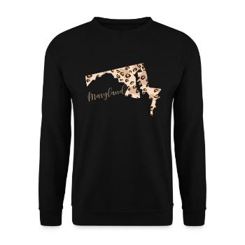 Maryland Leopard-muster Karte Leo - Unisex Pullover - Schwarz - Vorne - Alina (178cm) & Michal (187cm)