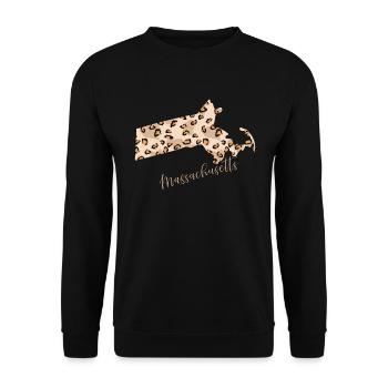 Carte de motif léopard du Massachusetts - Sweat-shirt Unisexe - noir - Devant - Alina (178cm) & Michal (187cm)