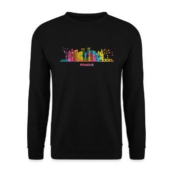 Praguer Skyline Stadtbild Prag - Unisex Pullover - Schwarz - Vorne - Alina (178cm) & Michal (187cm)