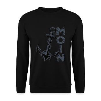 Moin Anker Ostfriesland Ostfriese - Unisex Pullover - Schwarz - Vorne - Alina (178cm) & Michal (187cm)